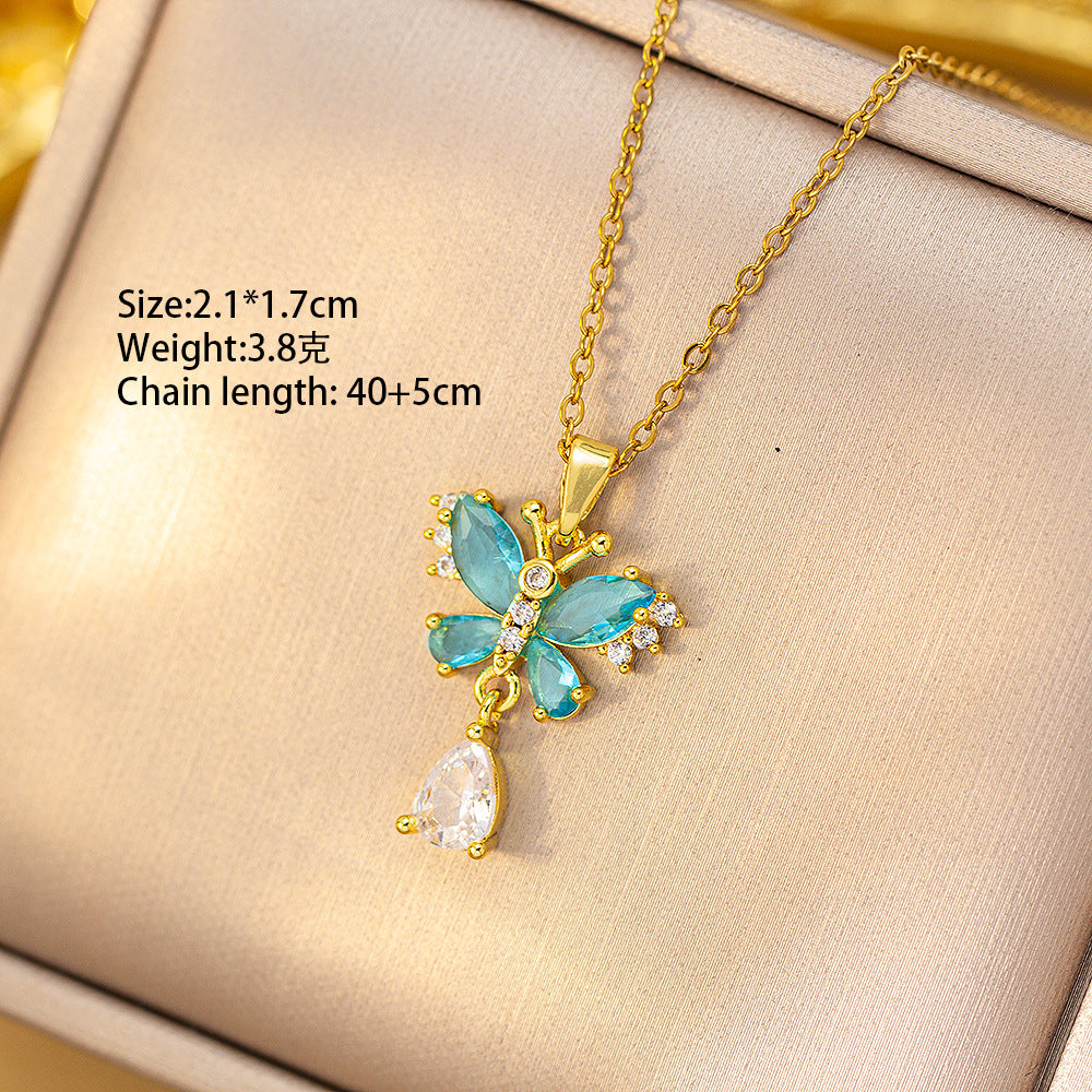 [copper inlaid with zirconium] cross-border new non-fading tassel flower necklace for women, fashionable and versatile, accessible luxury sweater chain jewelry
