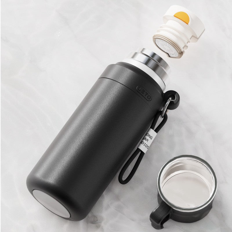 Outdoor 316 stainless steel double-walled vacuum insulated large capacity thermos - men's travel hiking tea infuser bottle