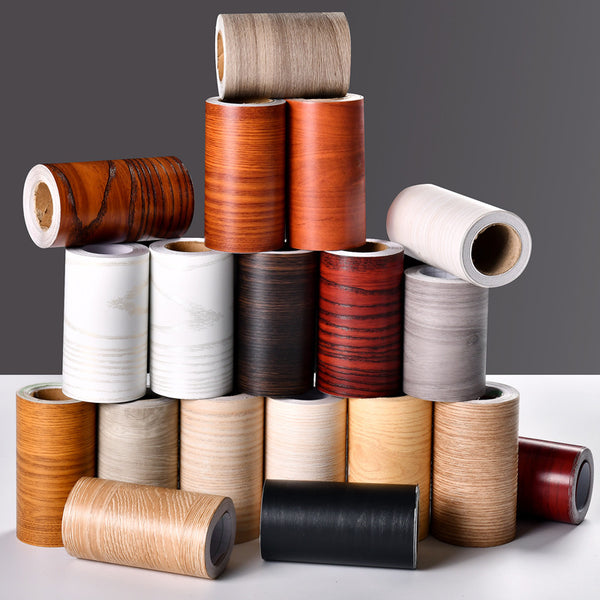 Wood grain sticker, self-adhesive skirting line, waterproof door and window frame hemming, furniture renovation, waist line, foot line decoration
