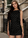 Polka dot sleeveless bodycon one-shoulder tie-up mini a-line dress - women's summer new arrival - cross-border fashion - european & american style