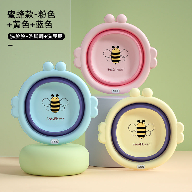 Newborn washbasin can be hung cartoon basin kids washbasin for home foldable baby washbasin export plastic basin