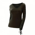 autumn fashion top: harajuku-style, solid color, trendy, hollow-out long sleeve tee - cross-border apparel