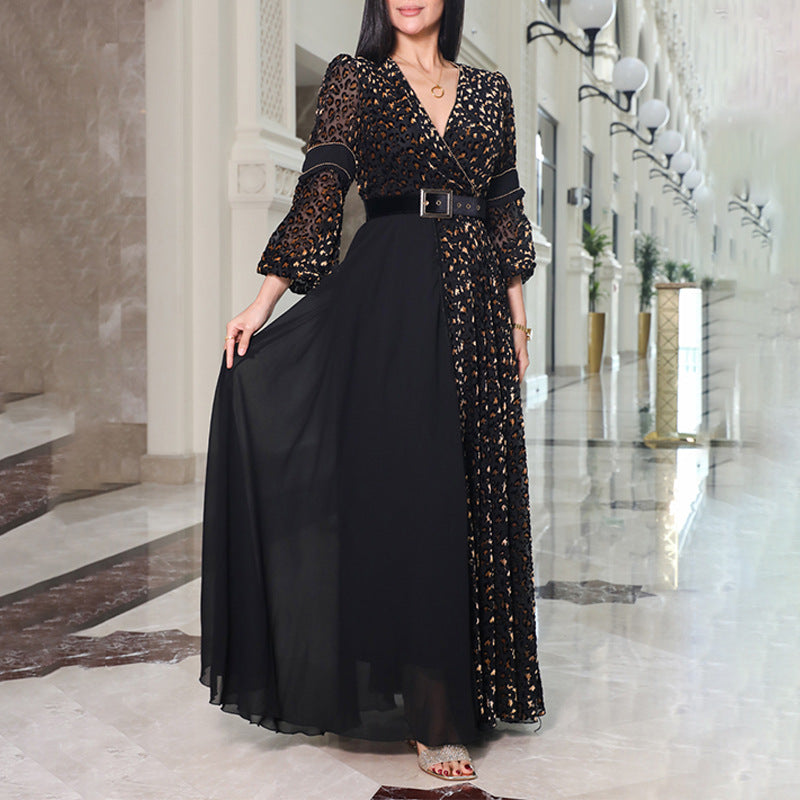 Amazon cross-border deep v-neck evening gown 2025: new european and american style, elegant, fashionable, minimalist, sexy, perfect for galas and parties