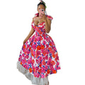European and american women's clothing  summer new sweet and fresh bow high-waisted mesh patchwork a-line maxi dress
