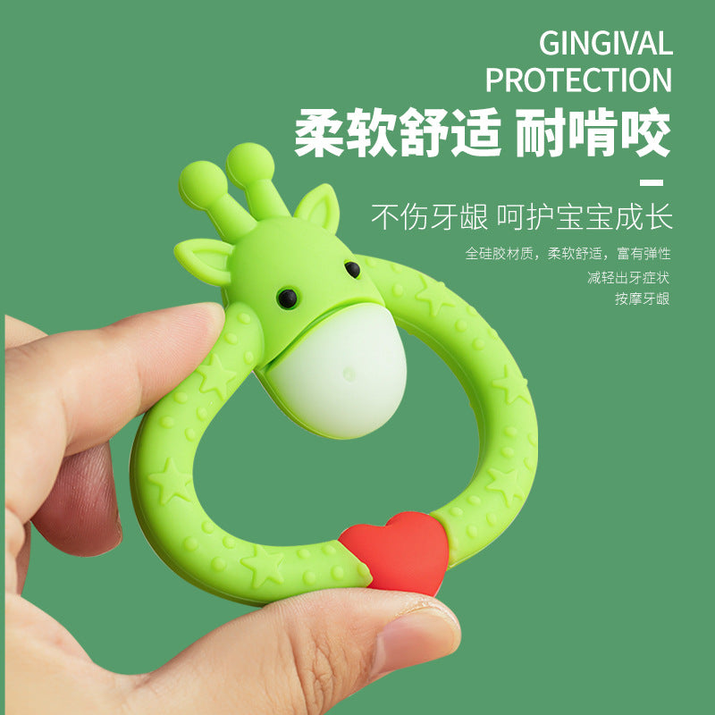 Deer ring bite glue baby full silicone toothpaste cartoon shape cute ring deer toothpaste baby molar stick