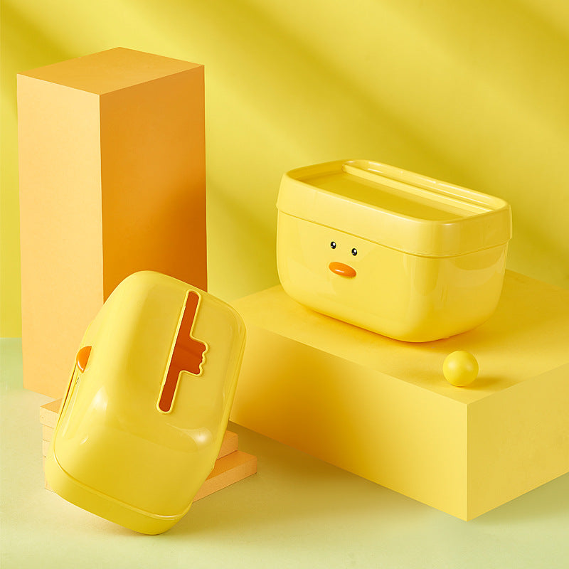 Little yellow duck tissue box wall-mounted punch-free bathroom toilet paper holder cartoon cute waterproof storage box organizer shelf