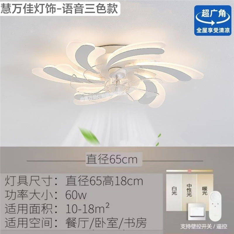 Ceiling lamp with fan new arrivalcasual restaurant lamp modern smart electric fan branch special-shaped fan lamp