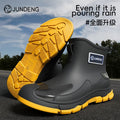 Short fashionmen's abrasion resistant kitchen fishing rain boots men's waterproof rain shoes non-slip work site rubber shoes heattech
