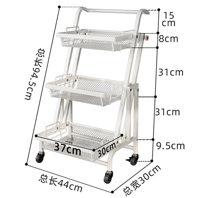 Parallel storage rack balcony movable trolley foldable floor-standing multi-layer snack succulent flower rack living room storage rack