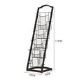 Minimalist multi-tier magazine rack display stand - freestanding bookshelf organizer for newspapers, magazines, and storage