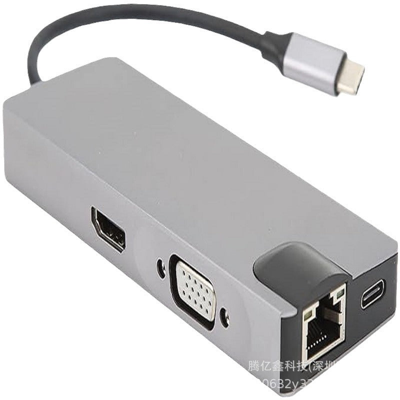 8-in-1 docking station type-c to hdmi+vag gigabit rj45+usb3.0hub high-speed transmission multi-interface