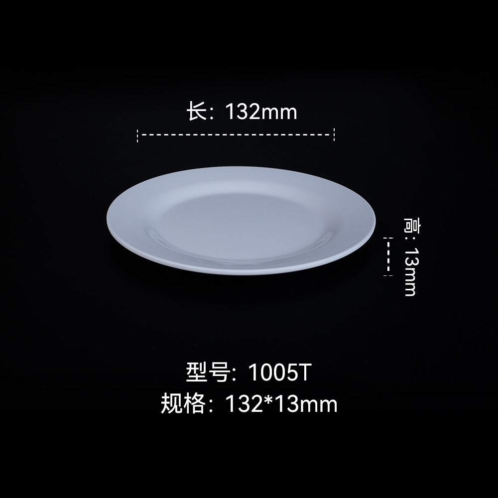 Melamine dinnerware white imitation porcelain premium round plate flat plate plastic dish commercial round plate customization