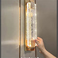Luxury crystal wall sconce - living room accent, hallway, stairway led minimalist bedroom bedside lamp - gold finish