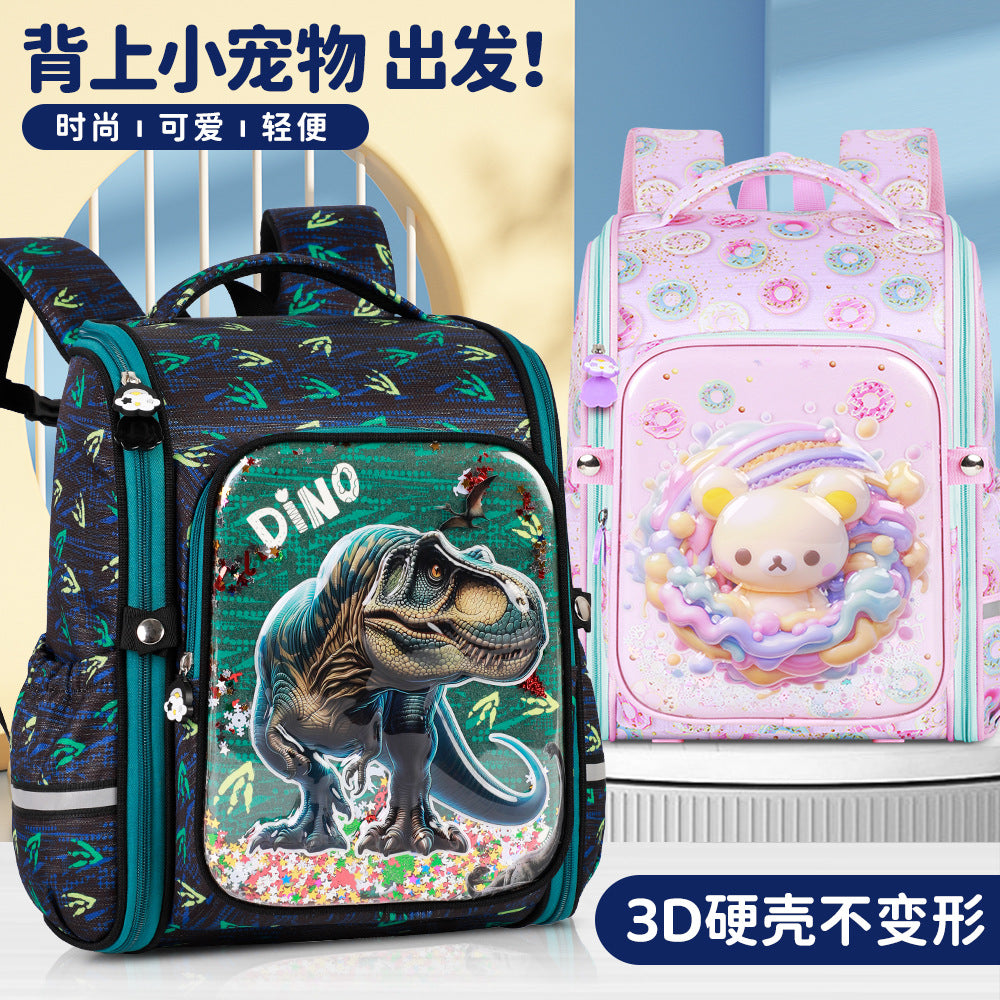 New arrival primary school student schoolbag for men and women all-in-one double-layer hard shell spine protection and burden reduction schoolbag