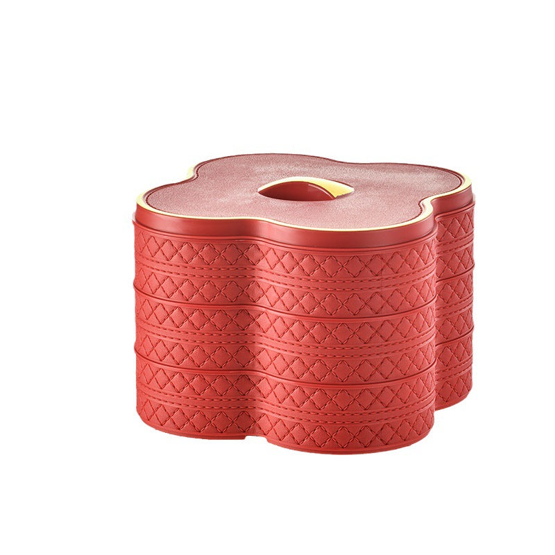 New arrivalaccessible luxury imitation leather fruit plate for homemulti-layered dried fruit box with compartments and lid nut candy box living room snack plate