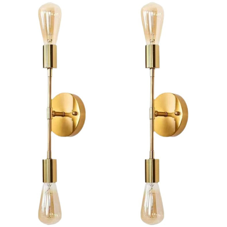 American retro black and gold two-tone double head wall sconce - industrial style for bedroom, bedside, bathroom mirror, b&b, hallway - minimalist design