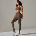 European and american cross-border seamless backless halter sports bra yoga set - fitness bra and yoga pants two-piece set for women