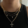 Pearl sweater chain wholesale fashion cross-border multi-layered cross necklace stylish design long clavicle chain