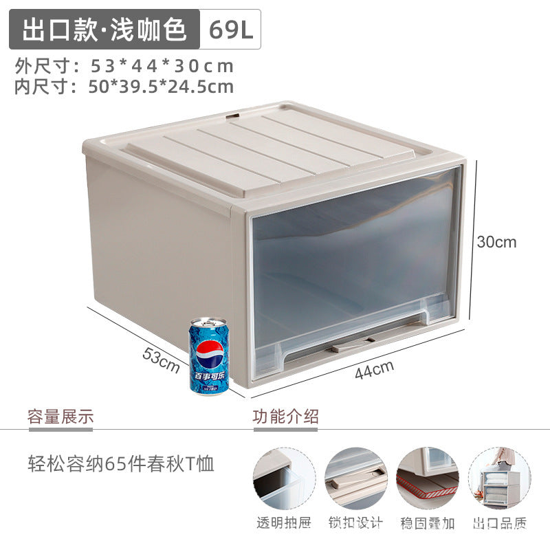 Younai transparent storage cabinet plastic finishing box wardrobe snack storage box clothes clothing drawer storage box