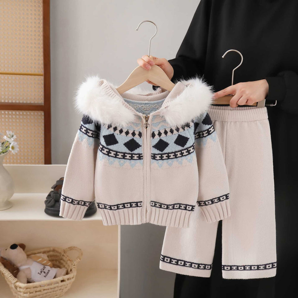 Kidssweater fair island sweater christmas wear sweateroutwear women's fall and winterloose lazy cardigan hooded suit