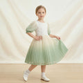 fashion style personalized girldress chiffon printinghalf length sleeve pleated skirtnew arrivalkids skirt