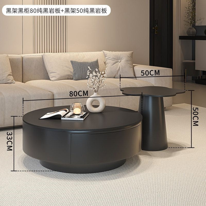 Round slate coffee table combination living room for home italian normcore tea table large and small apartmentaccessible luxuryclassy sense tea table