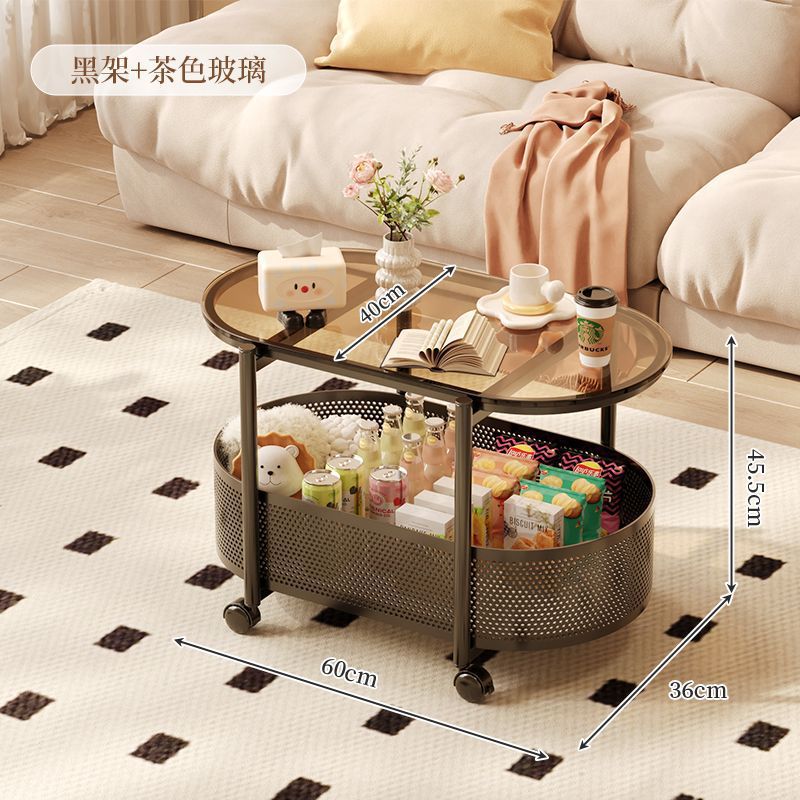 Cream style movable coffee table small apartment living room sofa side cabinet side coffee table simple modern storage trolley