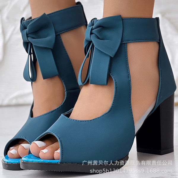 LZT1757 European and American fish mouth thick heel sandals women's high heels summer new mesh versatile breathable mother shoes