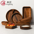 Walnut wood fruit platter solid wood round salad bowl dish dinner plate household kids fruit plate wholesale wooden tray