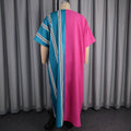 new arrival african ethnic style patchworkloose robe bat sleeve v neckflap pocket pantscontrast colorbubudress