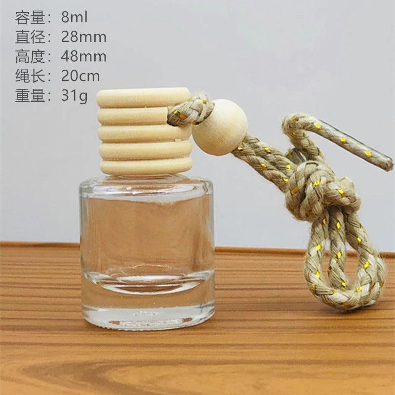 8ml car perfume bottle cylindrical five-wire cap thickened glass essential oil dispensing bottle lanyard aromatherapy self-installed empty bottle