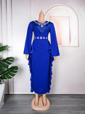 African fashionexport obese plus sizev neckelegantwork clothingdress women's clothing high waistlong sleeves long skirt