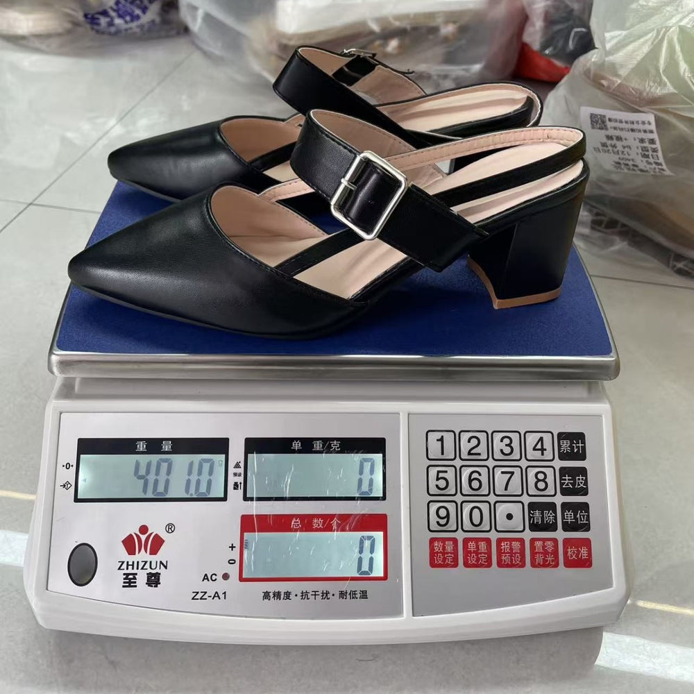 Shallow mouth thick heel high heel flats sandals women's summer 2026 new arrival k-style pointed toe one-word buckle strap roman shoes