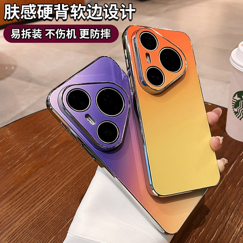 Suitable for huawei pura90promax gradient color mobile phone case, which instantly turns into a new orange sea frosted anti-fall protective case