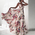 2025 summer new arrivals: cross-border amazon fashion - european & american style open-back printed dress, sleeveless maxi slip dress with flared skirt