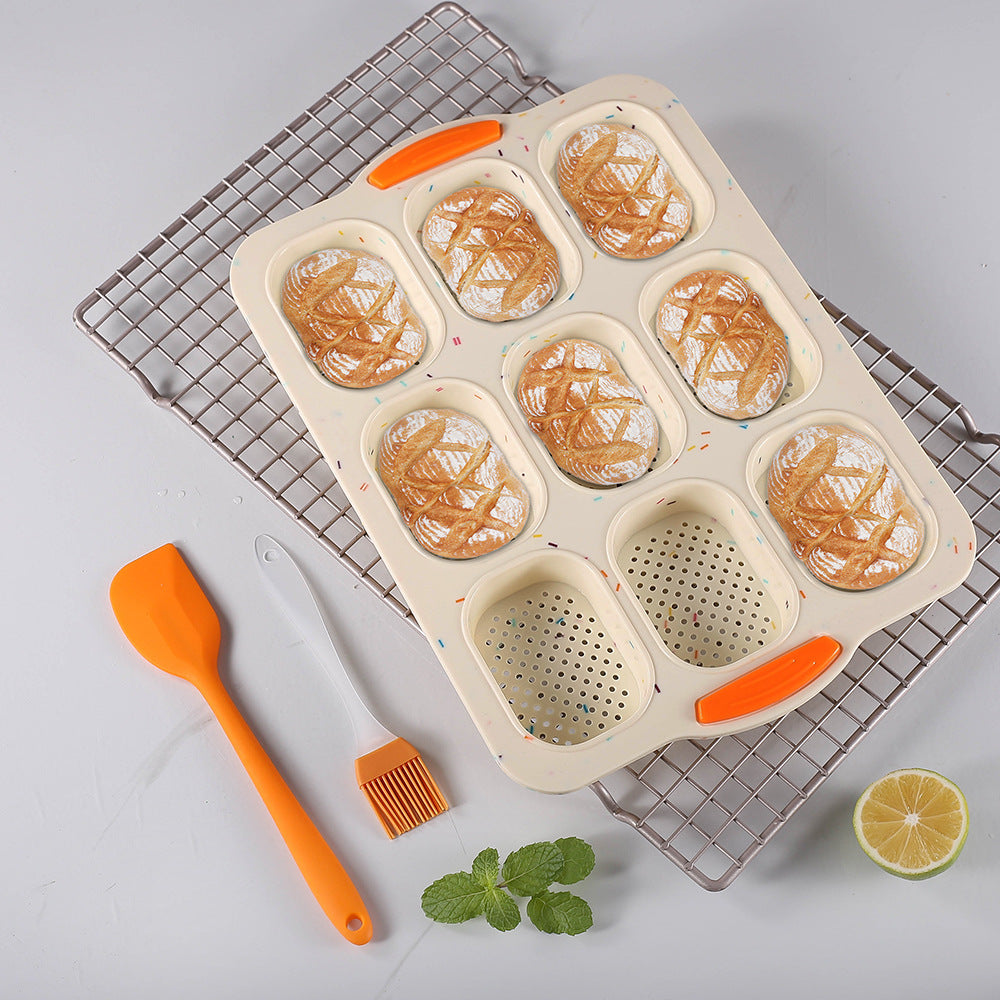 Custom silicone bread mold 3-cavity + 9-cavity set, oven-safe french toast loaf pan, non-stick mini cake baking pan