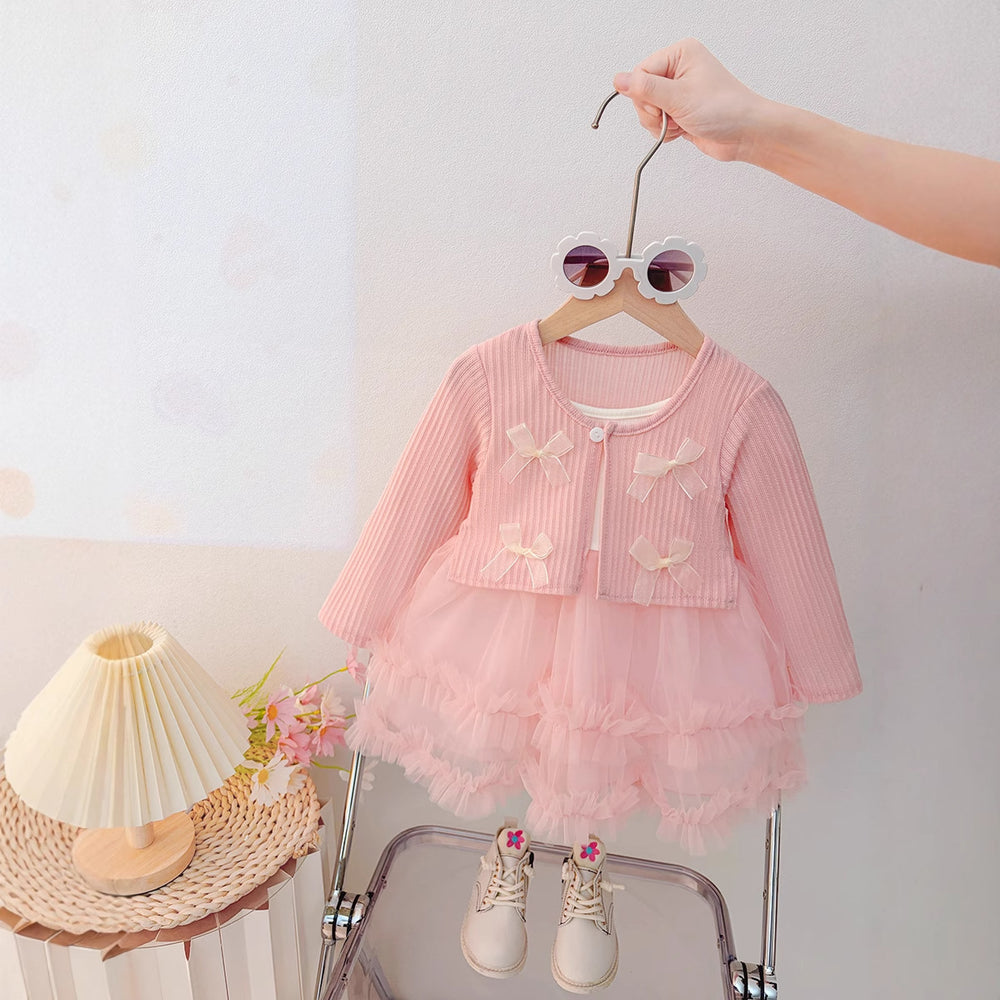 [dropshipping] girls' princess dress early release  new children's fake two-piece birthday one-year-old dress