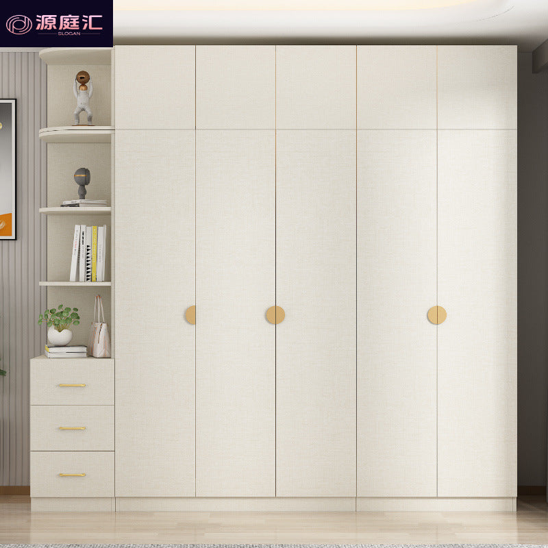 Solid wood double door cream style wardrobe bedroom for home modern casual multifunctional assembly wardrobe double door wardrobe