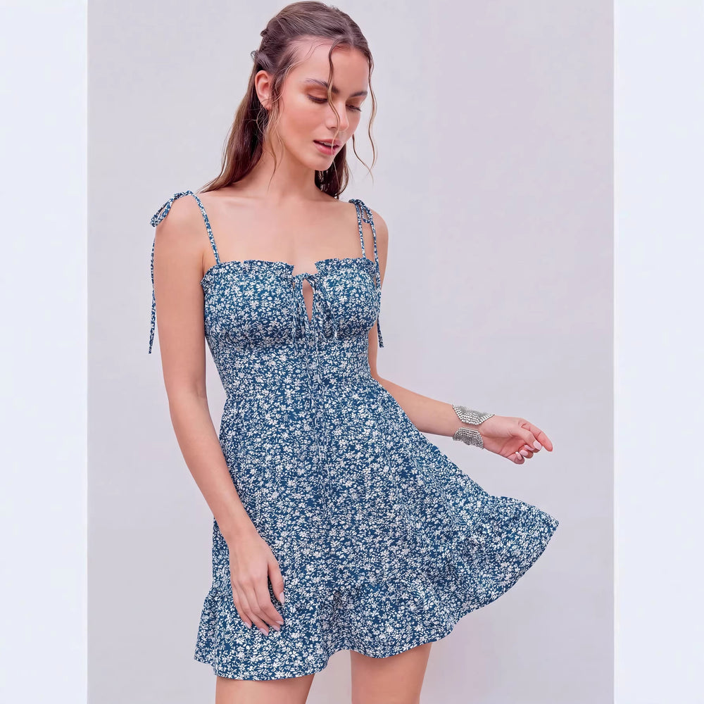 Summer european and american style sexy slip dress - cross-border  women's clothing - printed slip dress - backless dress