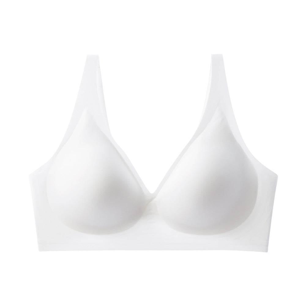 french seamless bra thin jelly glue soft support breast reduction fashion women's plus size bra