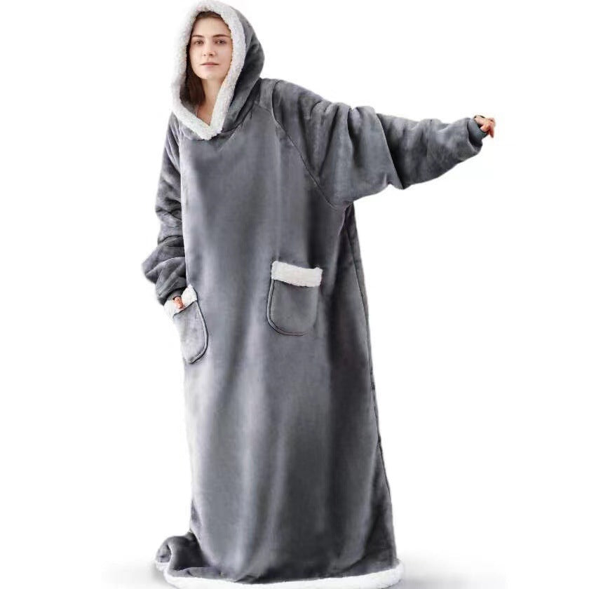 New arrival: lazy day pajama set - pullover tv blanket, thickened hooded pajamas, warm blanket hoodie, loose-fit outerwear bathrobe
