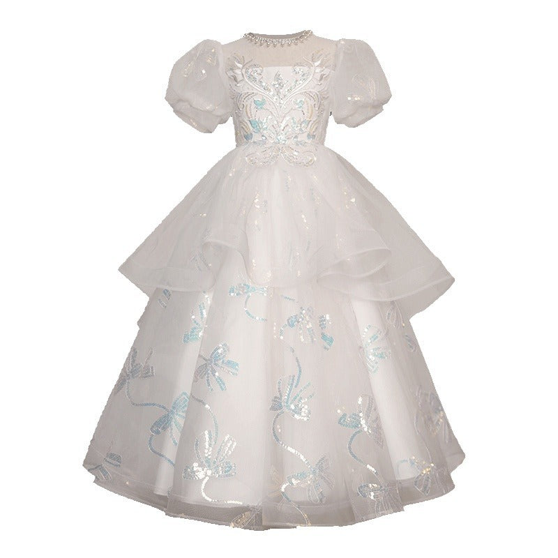 Amazon hot selling girls' dresses: new luxury floral girl dresses, high-end children's hostess princess dresses, tutu skirts - summer collection