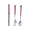 High-style stainless steel panda portable cutlery set with logo customization, wholesale children's tableware, spoon and fork set, custom-made