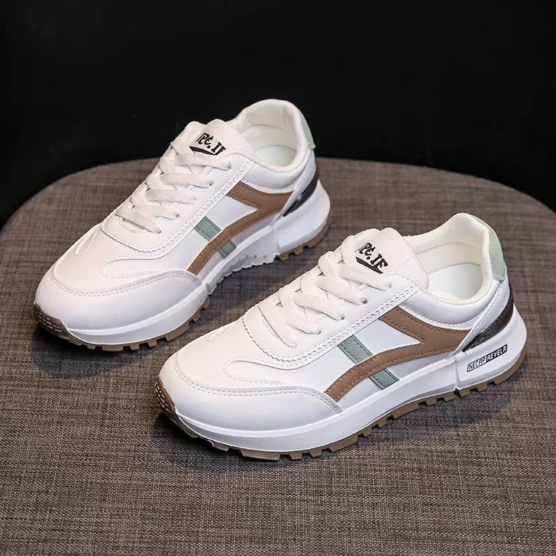plus size women's shoes spring & fallnew arrival leather sneakers women's korean style flatscasual soft bottom running dad shoes