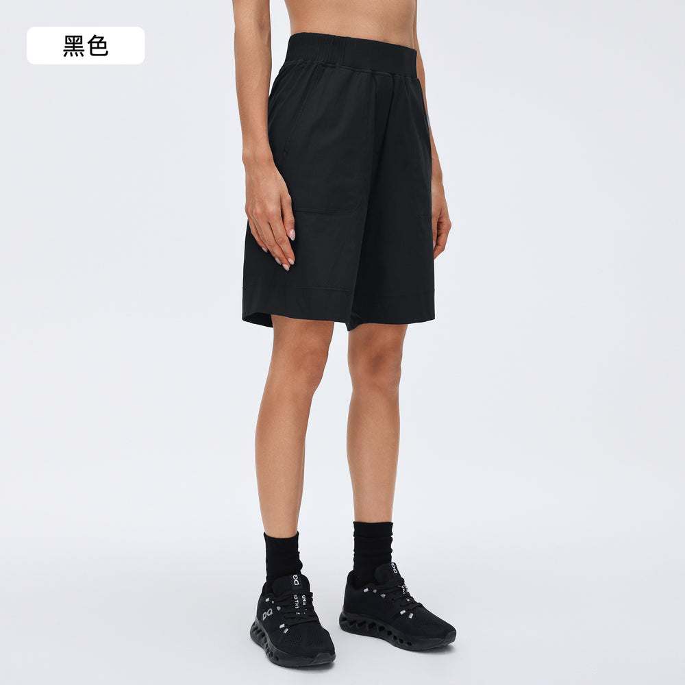 High-waisted casual capri shorts for women - lightweight, breathable, athletic running shorts - loose fit, straight leg, mid-length workout shorts - summer style d26068