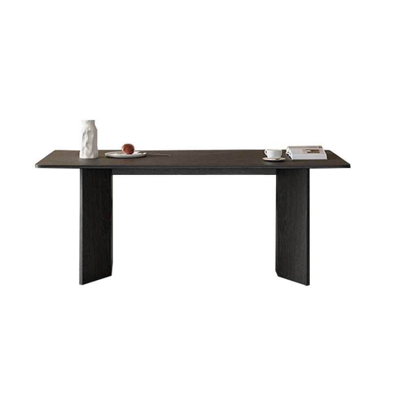 Italian minimalist rectangular dining table and chair set, simple yet luxurious, modern home decor, small apartment black rock slab dining table