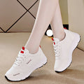 Women's sneakers 2025 spring/autumn new breathable leather white shoes korean style versatile thick sole casual running shoes