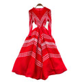Miya pleated european and american dress women's autumn and winter european and american fashion asymmetrical printing waist elegant large swing pleated skirt