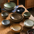 Japanese retro stoneware ceramic tableware restaurant hotel business dessert bowl soup bowl pasta bowl good-looking kiln bowl