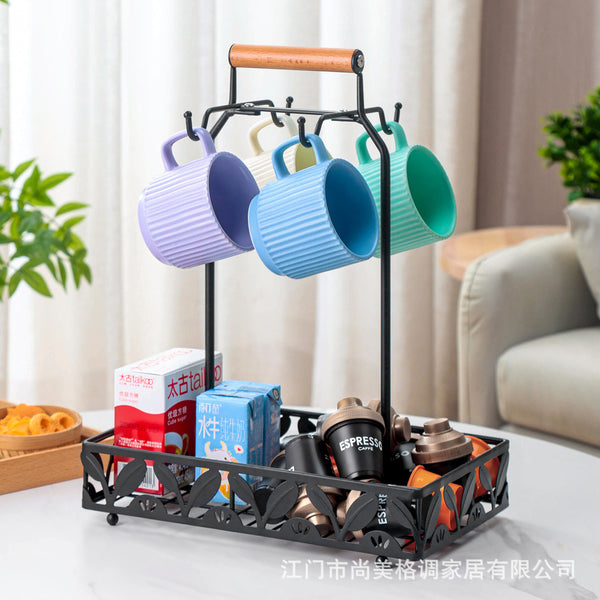 Cross-border coffee cup holder, water cup storage hanger, snack storage rack, wrought iron coffee capsule holder, ear mug holder.